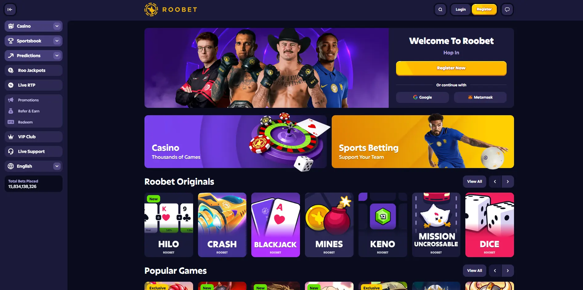 Roobet Casino Screen