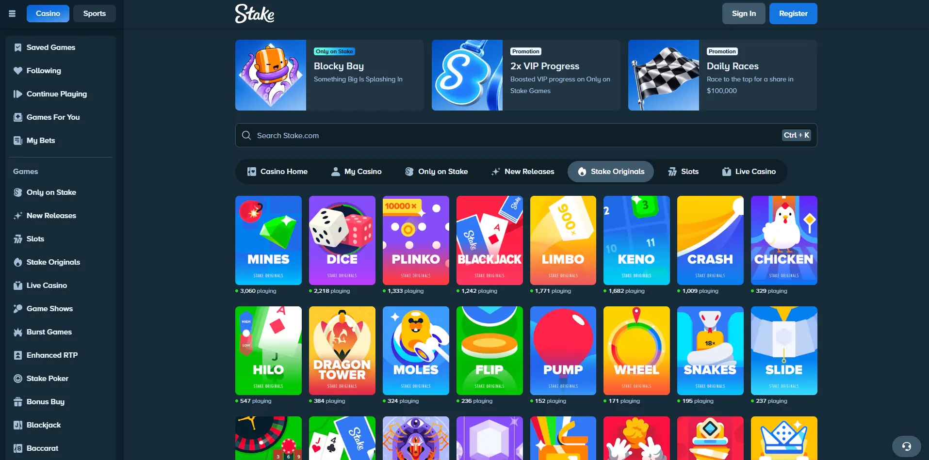 Stake Casino Screen